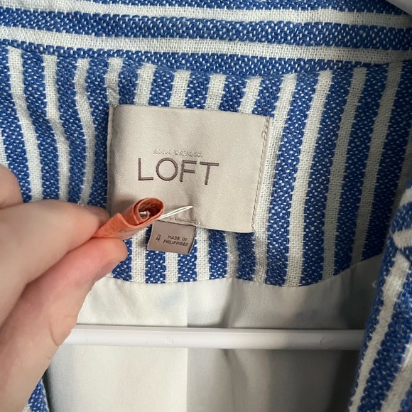 LOFT Women's Preppy Linen Blend Striped Blazer size 4 - Picture 3 of 6
